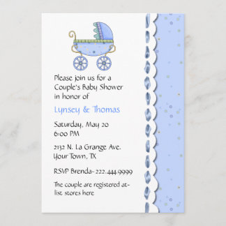 Sweet Blue Couple's Baby Shower Invitation