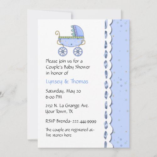 Sweet Blue Couple's Baby Shower Invitation