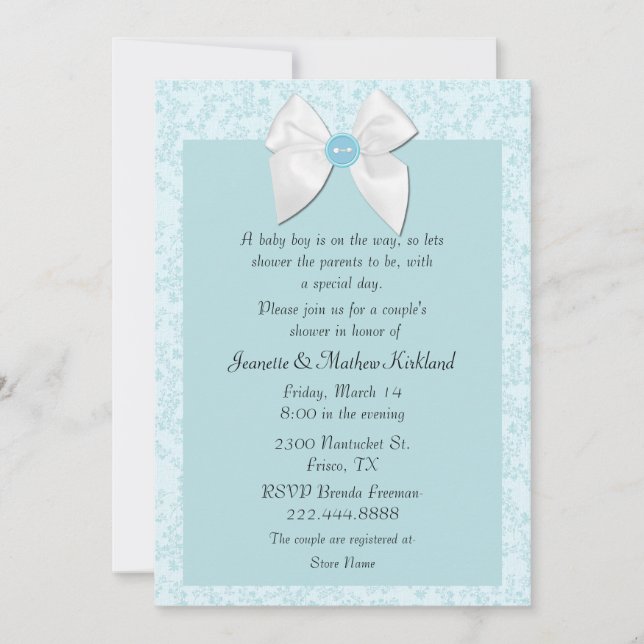 Sweet Blue Couple's Baby Shower Invitation (Front)