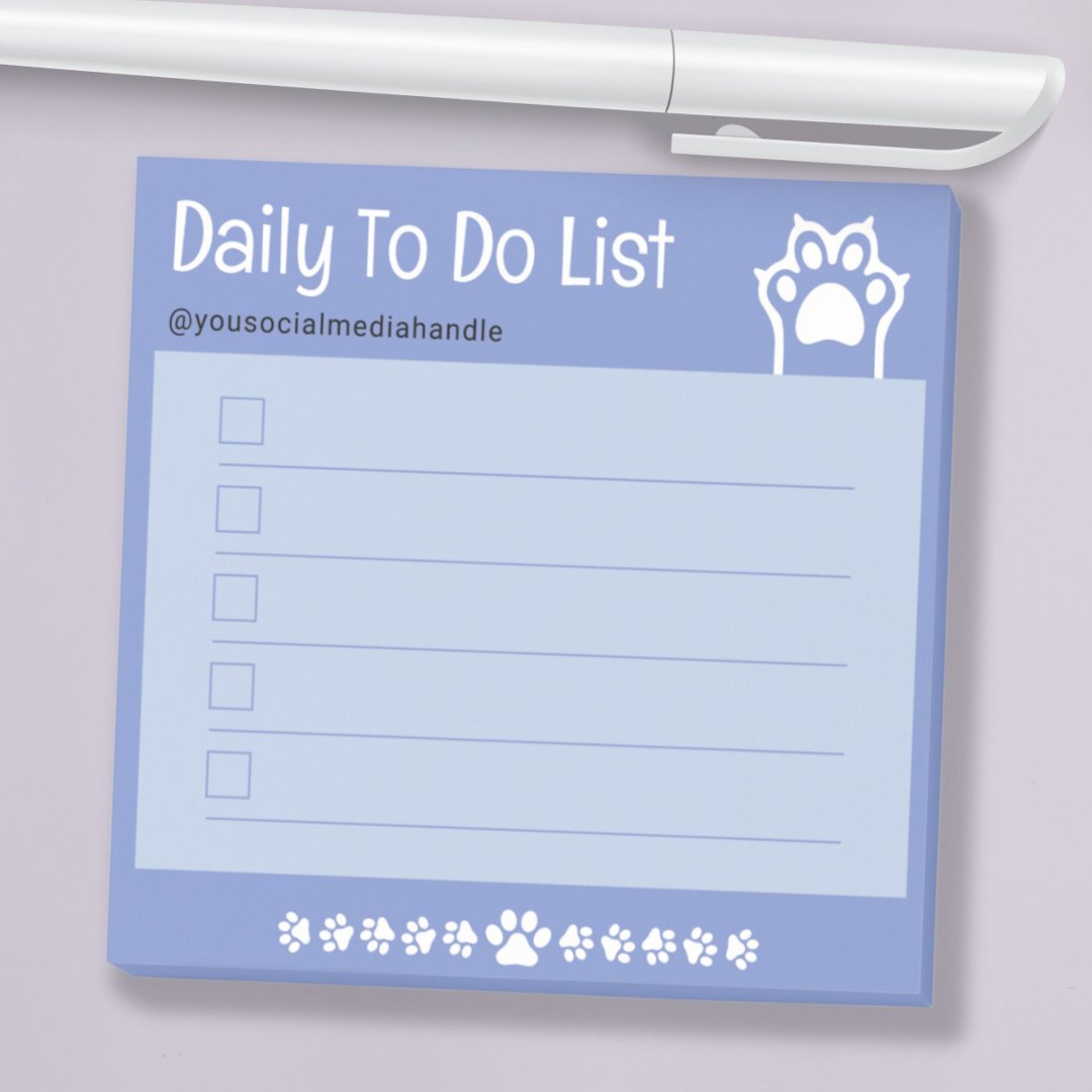 Sweet Blue Cute White Cat Paws Checkbox To Do List Post-it Notes (Sweet Blue Cute White Cat Paws Checkbox To Do List Post-it Notes)