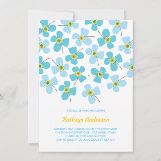 Sweet Blue Daisies Chic Fun Bridal Shower Party Invitation