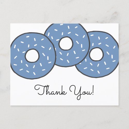 Sweet Blue Donuts Baby Shower Sprinkle Thank You Invitation Postcard