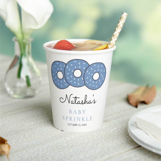 Sweet Blue Donuts Baby Sprinkle Shower Paper Cups (Insitu)