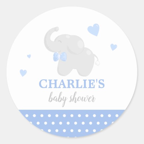 Sweet Blue Elephant Baby Shower Boy Sticker