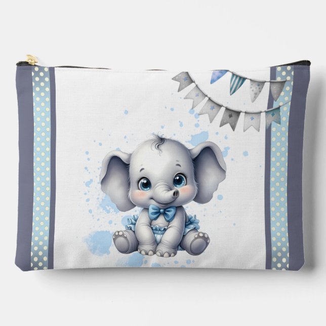 Sweet Blue Elephant - Little Peanut Accessory Pouch (Front)