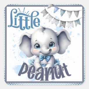 Sweet Blue Elephant - Little Peanut Square Sticker