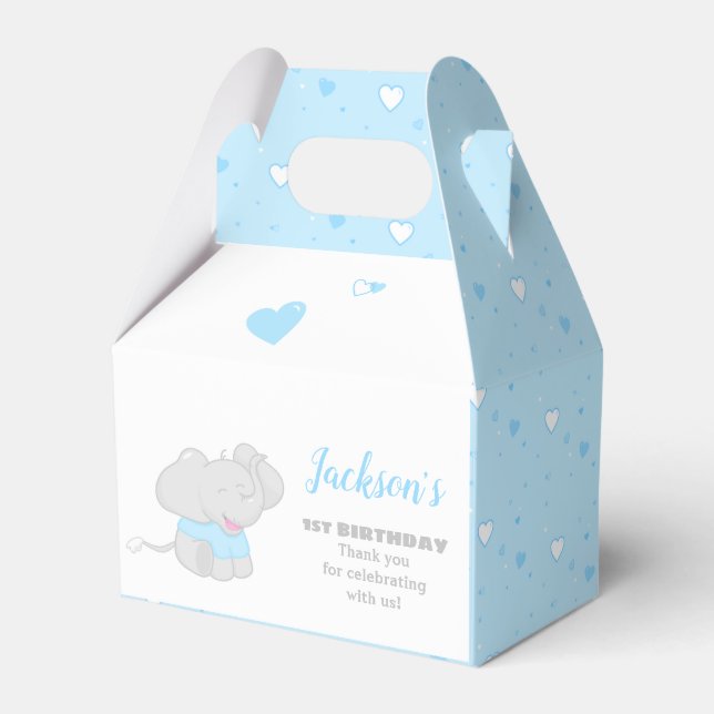 Sweet Blue Favor Box with Elephant (Front Side)