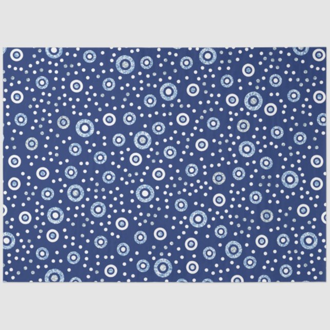 Sweet Blue Geometric Circles Ocean Pattern Tissue Paper (Front)