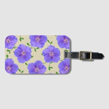 Sweet Blue Geranium Flowers On Any Color Luggage Tag by KreaturFlora at Zazzle