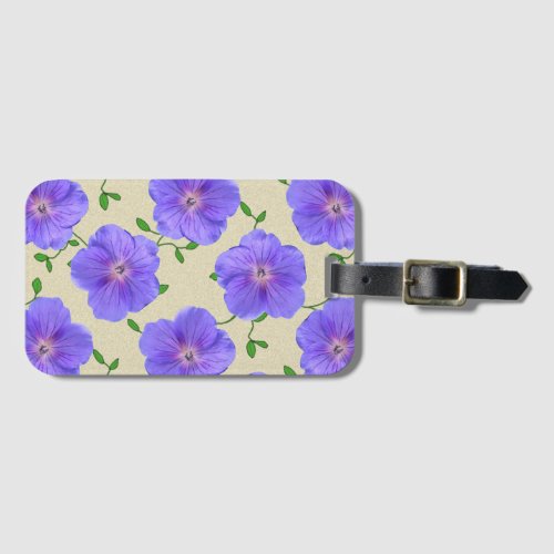 Sweet Blue Geranium Flowers on any Color Luggage Tag