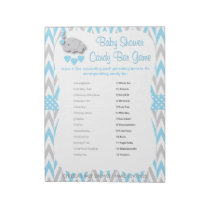 Sweet Blue & Gray Elephant Baby Shower - Game 2 Notepad