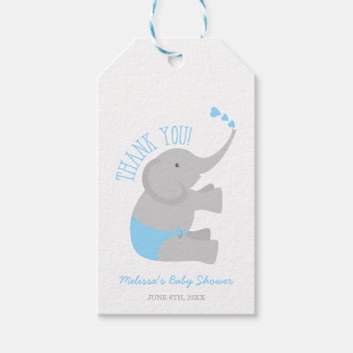 Sweet Blue Gray Elephant Baby Shower Gift Tags