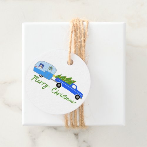 Sweet Blue Holiday Truck RV Camper Christmas Gift  Favor Tags