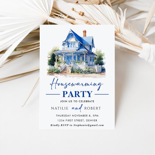 Sweet Blue Home Housewarming Party Invitation