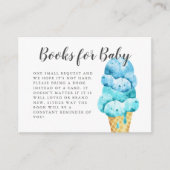 Sweet Blue Ice Cream Baby Shower Book Request Enclosure Card (Front)