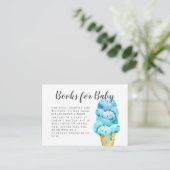 Sweet Blue Ice Cream Baby Shower Book Request Enclosure Card (Standing Front)