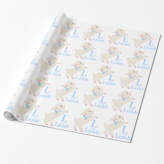 shower paper wrapping baby Sweet Wrapping Lamb Blue Baby  Shower  Paper Zazzle.com