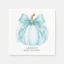 Sweet Blue Little Pumpkin & Bow Baby Shower