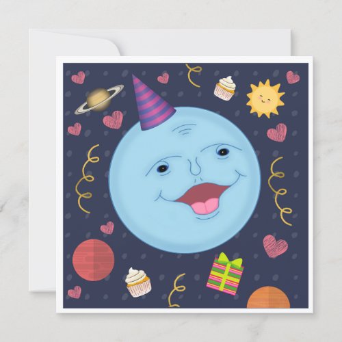 Sweet Blue Moon Birthday Wishes Invitation