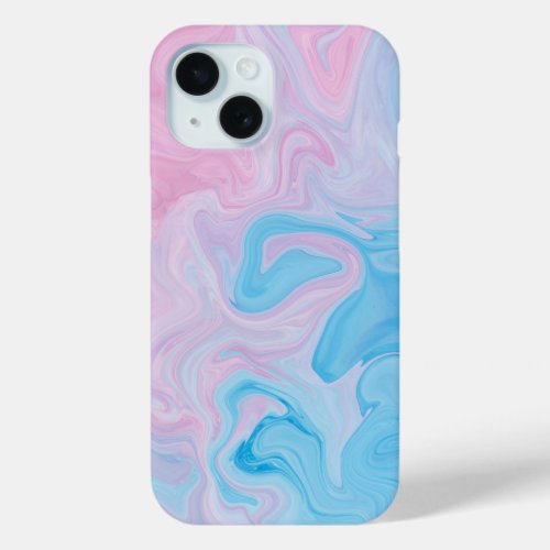 Sweet Blue Pink Marble Phone 15 Case
