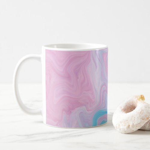 Sweet Blue Pink Marbled Liquid Art Mug 2