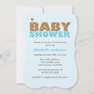 Sweet Blue Polka Dots Boy Baby Shower Invitation