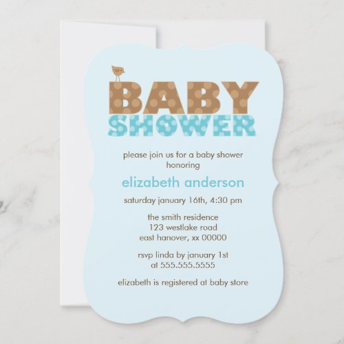 Sweet Blue Polka Dots Boy Baby Shower Invitation