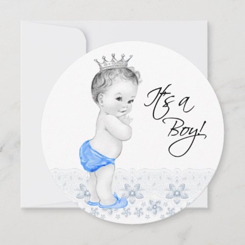 Sweet Blue Prince Baby Boy Shower Invitation