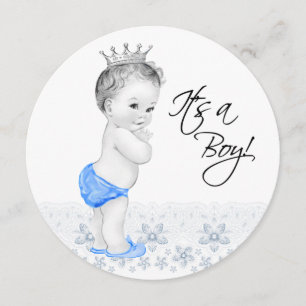 Sweet Blue Prince Baby Boy Shower Invitation