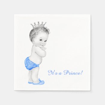 Sweet Blue Prince Baby Shower Paper Napkins by The_Vintage_Boutique at Zazzle