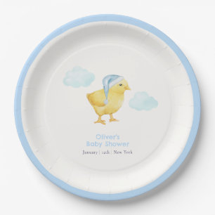 Sweet Blue Sky Cloud Little Chicken Baby Shower Paper Plates