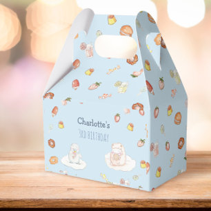 Sweet blue watercolor desserts kids birthday favor boxes