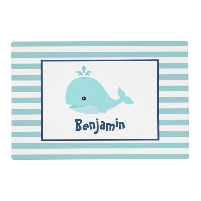 Sweet Blue Whale Kids Placemat (Front)