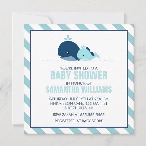 Mom and Baby Whale Baby Shower {blue} Personalized Invite
