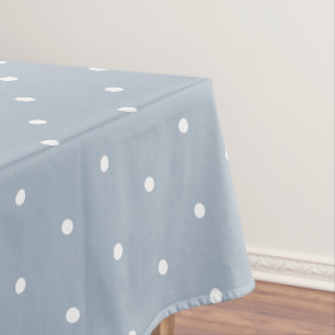 Sweet Blue Whte Polkadots Vintage Tablecloth