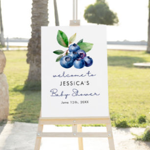 Sweet Blueberries Baby Shower Welcome Sign