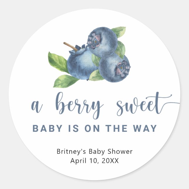 Sweet blueberries classic round sticker (Front)