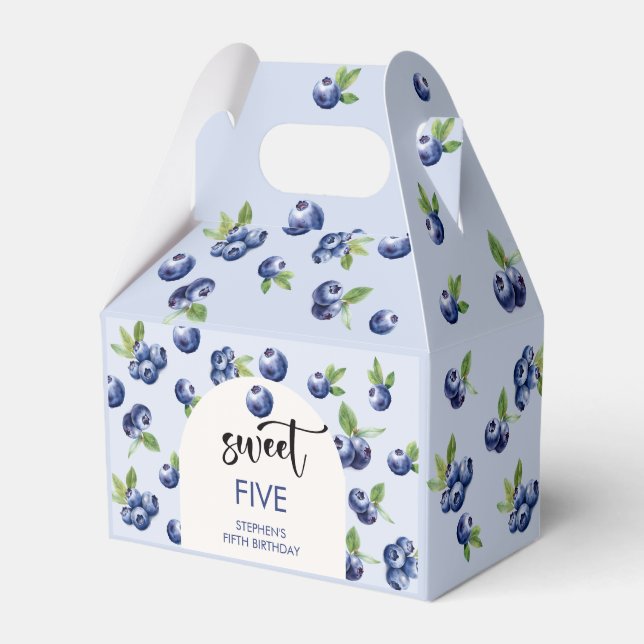 Sweet blueberries kids birthday favor boxes (Front Side)