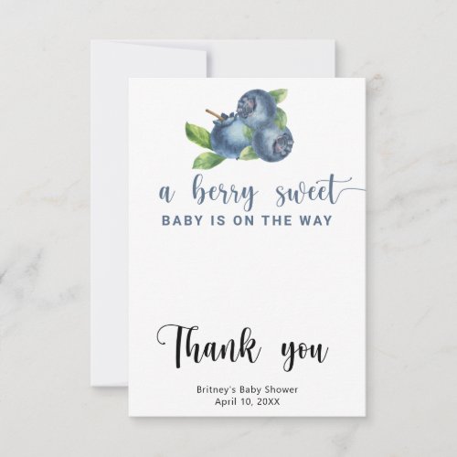 Sweet blueberries thank you card