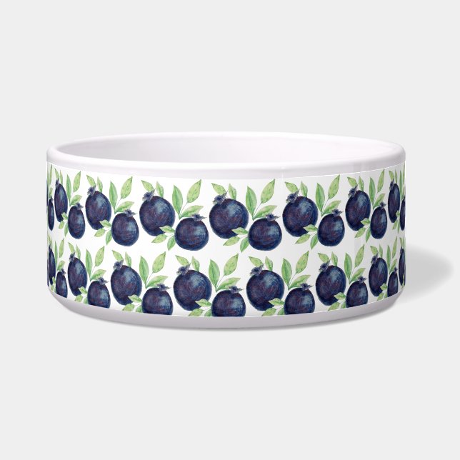 Sweet Blueberries Watercolor Hand-painted Bowl (Front)