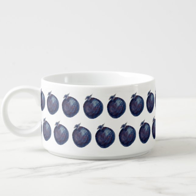 Sweet Blueberries Watercolor Hand-painted Bowl (Right)