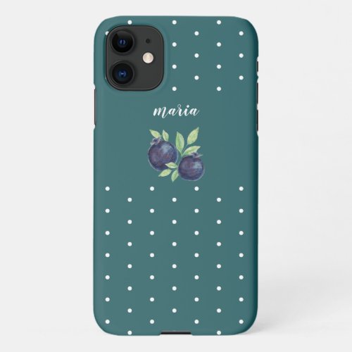 Sweet Blueberries Watercolor Hand_painted iPhone 11 Case