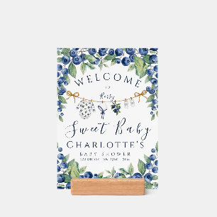 Sweet Blueberry Baby Shower Boy Print Wood Block