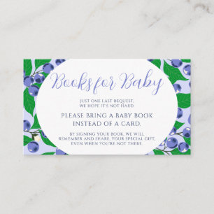 Sweet Blueberry Blue Baby Shower Books for Baby Enclosure Card