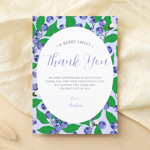 Sweet Blueberry Blue Baby Shower Thank You Card