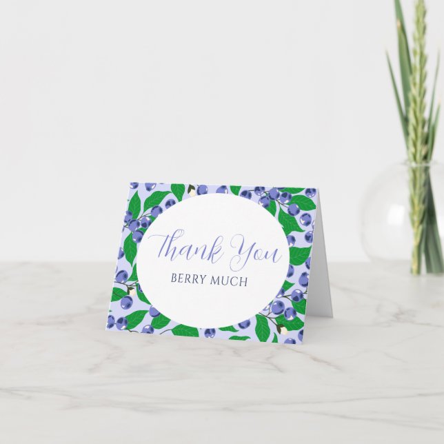 Sweet Blueberry Blue Baby Shower Thank You Card (Front)