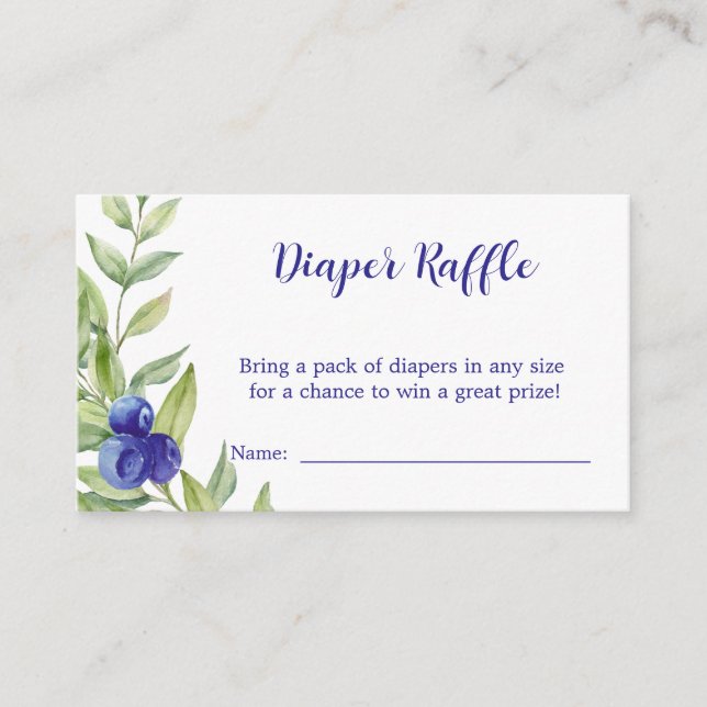 Sweet Blueberry Diaper Raffle Baby Shower  Enclosure Card (Front)