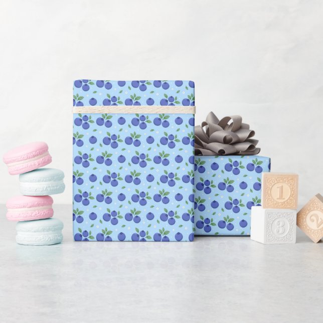 Sweet Blueberry Pattern Wrapping Paper (Baby Shower)