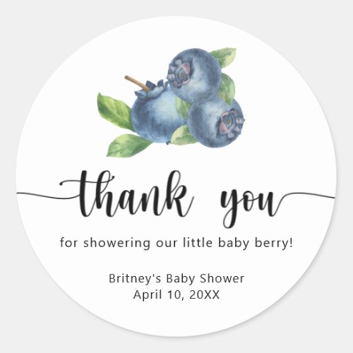 Sweet blueberry _ thank you classic round sticker