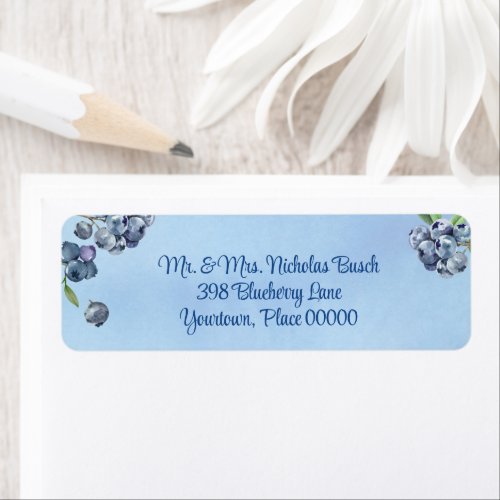 Sweet Blueberry Watercolor Baby Shower Address Label